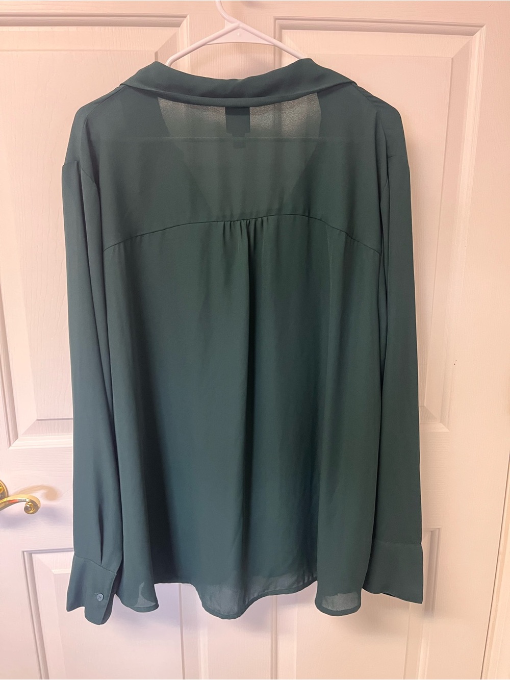 Worthington Dark Green Button-Front Blouse - Picture 2 of 3